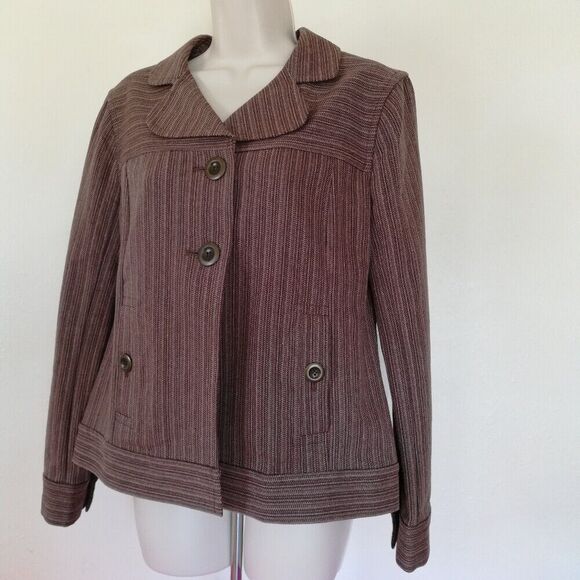 Christopher & Banks Women's Size S Cotton Stretch Brown 2-Button Twill Blazer - Picture 4 of 12